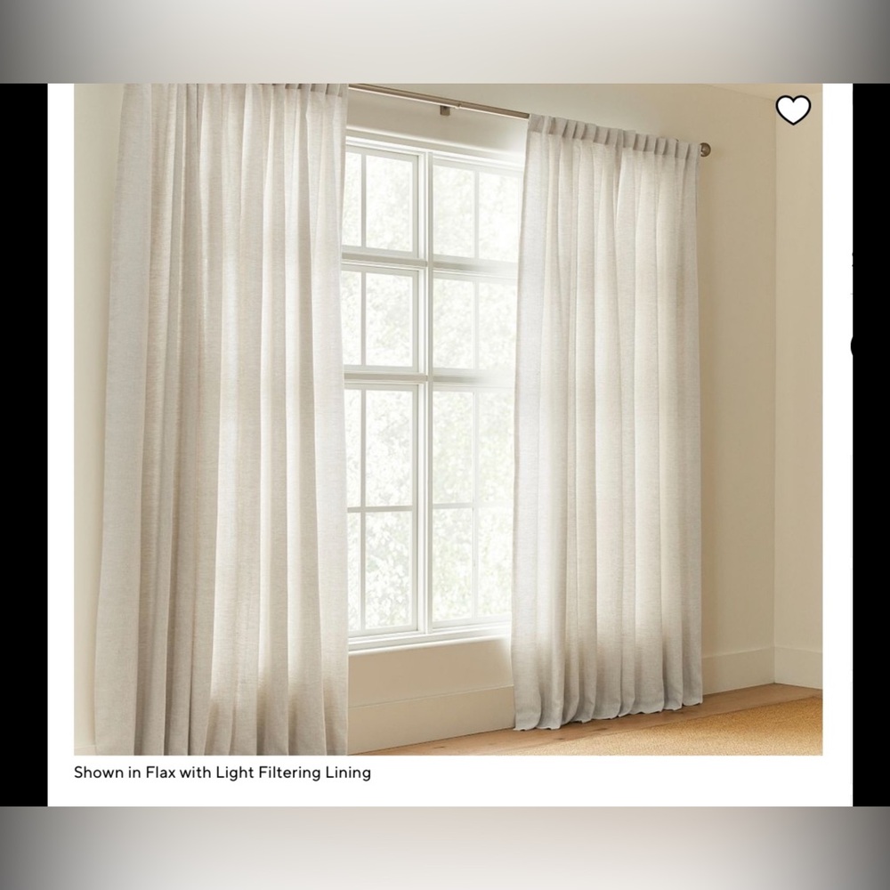 Pottery Barn Belgian Flax Linen Curtain 100x84